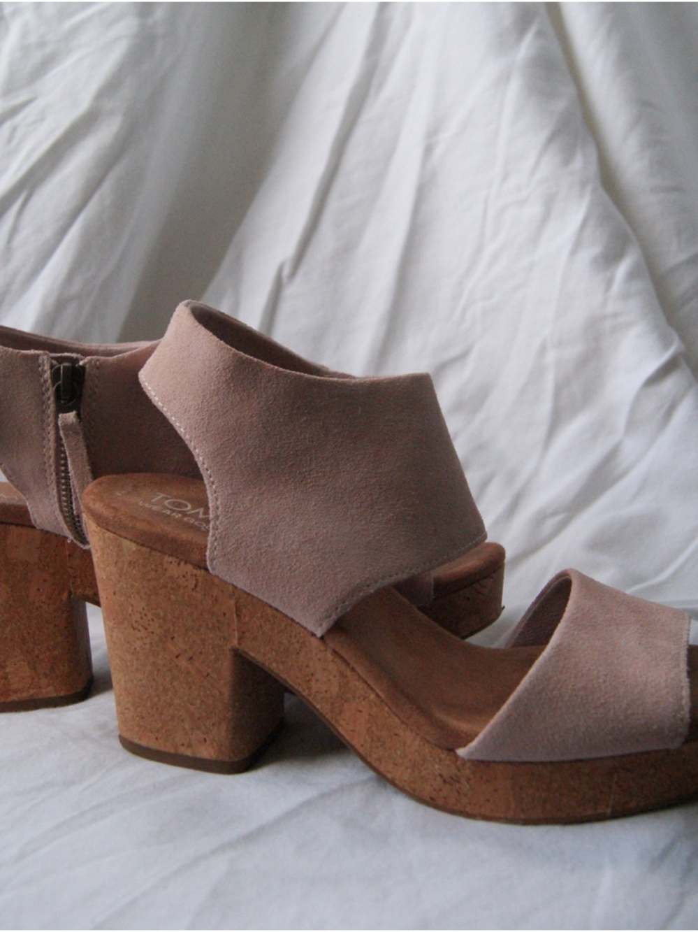 Toms Majorca Taupe Suede Platform Sandals